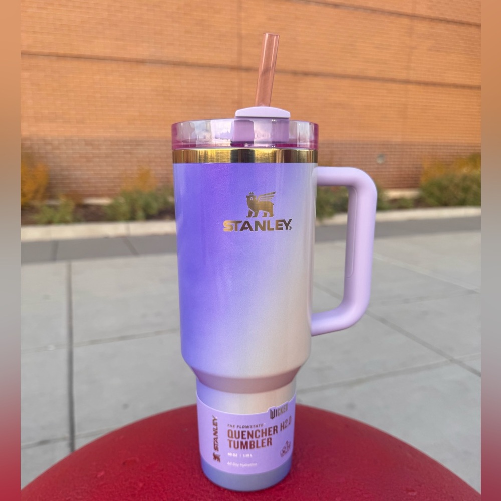 Stanley x Wicked 40oz FlowState Quencher Tumbler Glinda For Good in hand